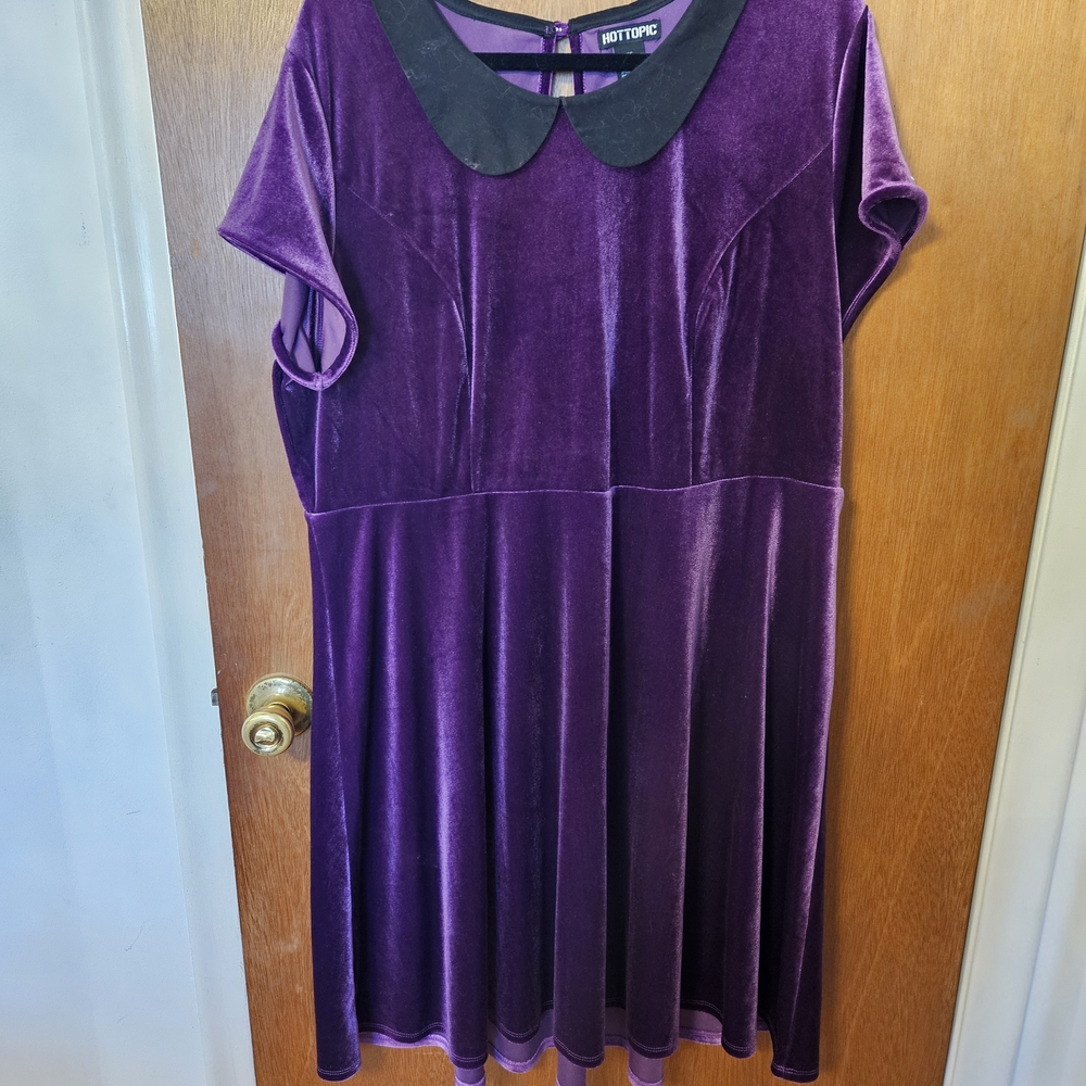 Purple Velvet Dress with Peter Pan Collar